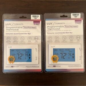 2 NEW Lux Programmable Touchscreen Thermostat 7 Day TX9600TS Heat Cool Winter